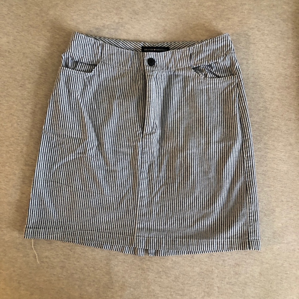Brandy Melville blue and white striped skirt